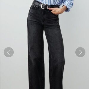 Ayr Secret Sauce wide leg black denim jeans hemmed size 28